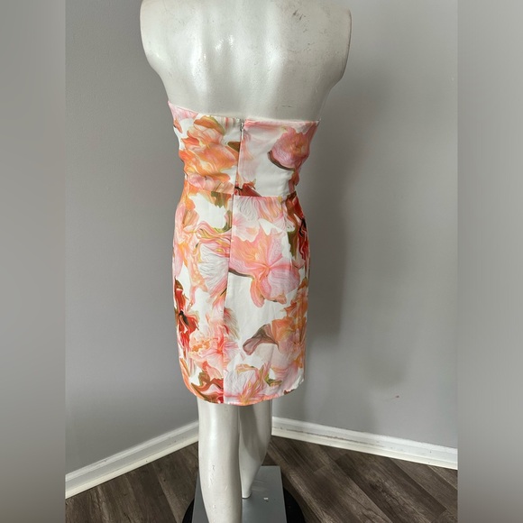 SAU LEE Hester Floral Strapless Minidress in White/Orange - Picture 10 of 12